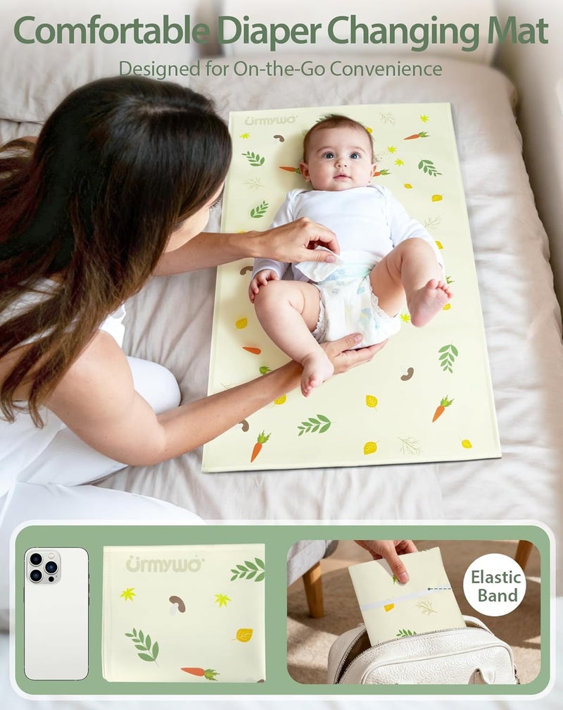 URMYWO Baby Portable Diaper Changing Pad - Waterproof & Wipeable Changing Mat with PU Leather - Soft Comfortable - Foldable Travel Bag & Camping Mat - Newborn Essentials Must Haves - Baby Shower Gifts - Image 4